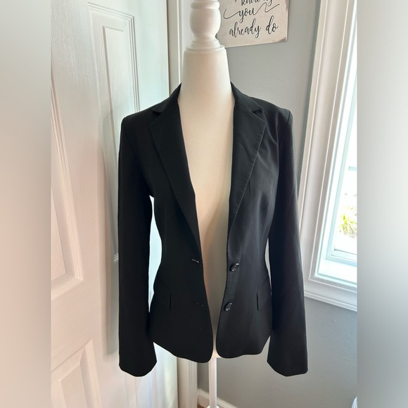 Club Monaco black single breasted blazer 2 buttons Italian tropical wool size 0 - Picture 2 of 16